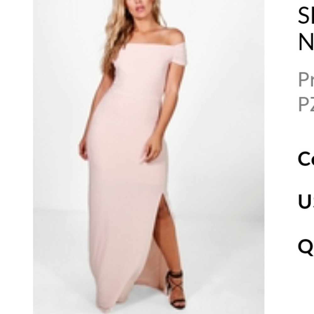 NWT Boohoo Plus Bardot front slit dress